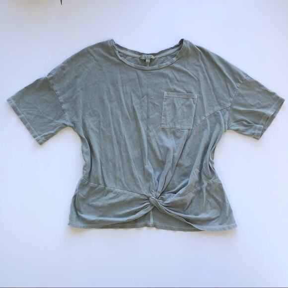 Lucky Brand T Shirt Size Small Green Faded Pocket Tee Twist Front‎ - Picture 1 of 7